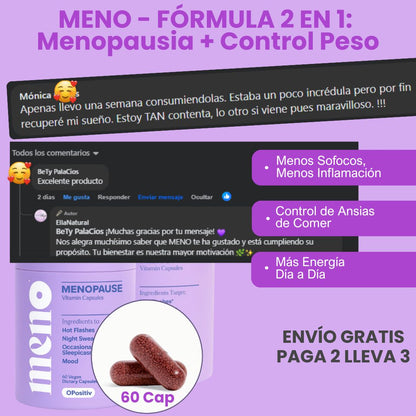 MENO: Fórmula Natural 2 en 1 para la Menopausia y Control Peso – Ella ...